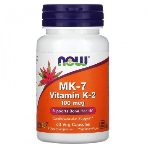 NOW Foods, MK-7, витамин K2, 100 мкг, 60 растительных капсул NOW Foods, MK-7, витамин K2, 100 мкг, 60 растительных капсул
